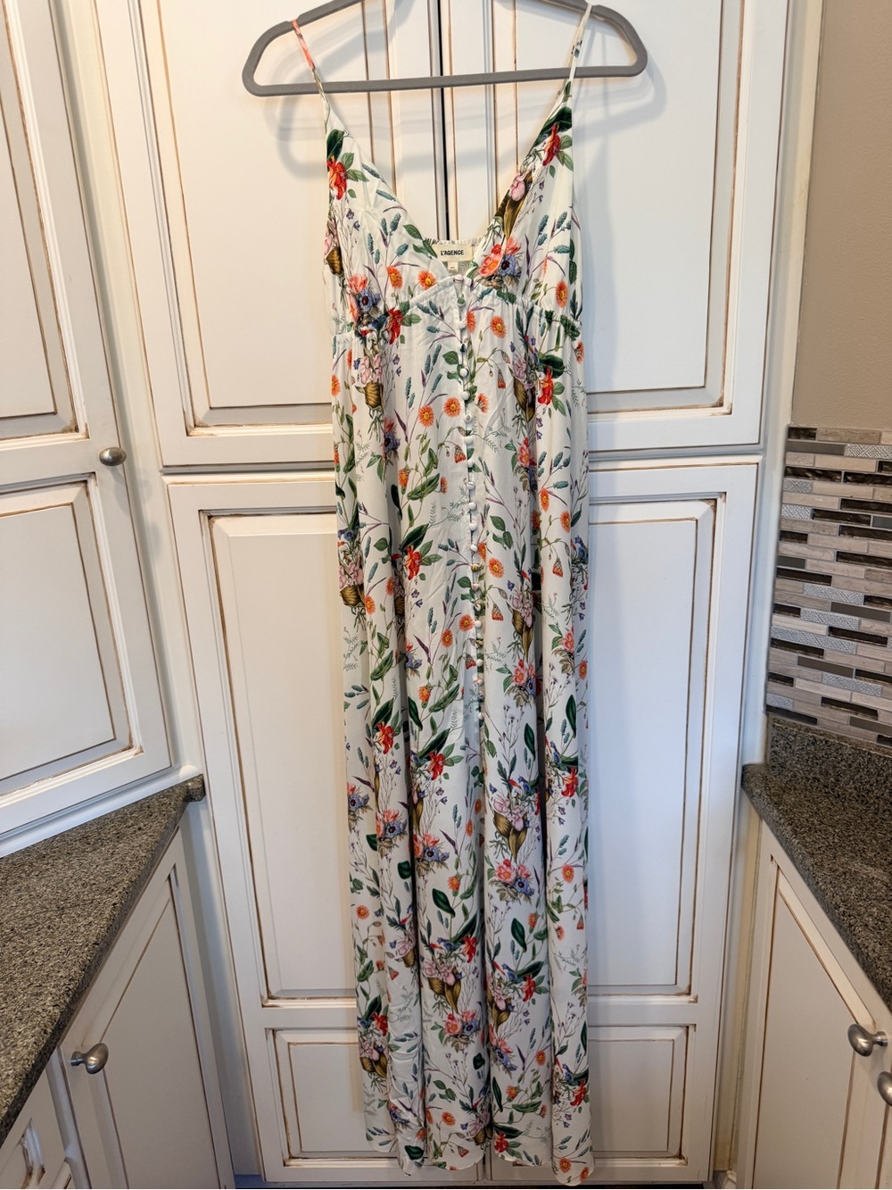 L'AGENCE Stefani Floral Print Empire Waist Maxi Dress SZ M